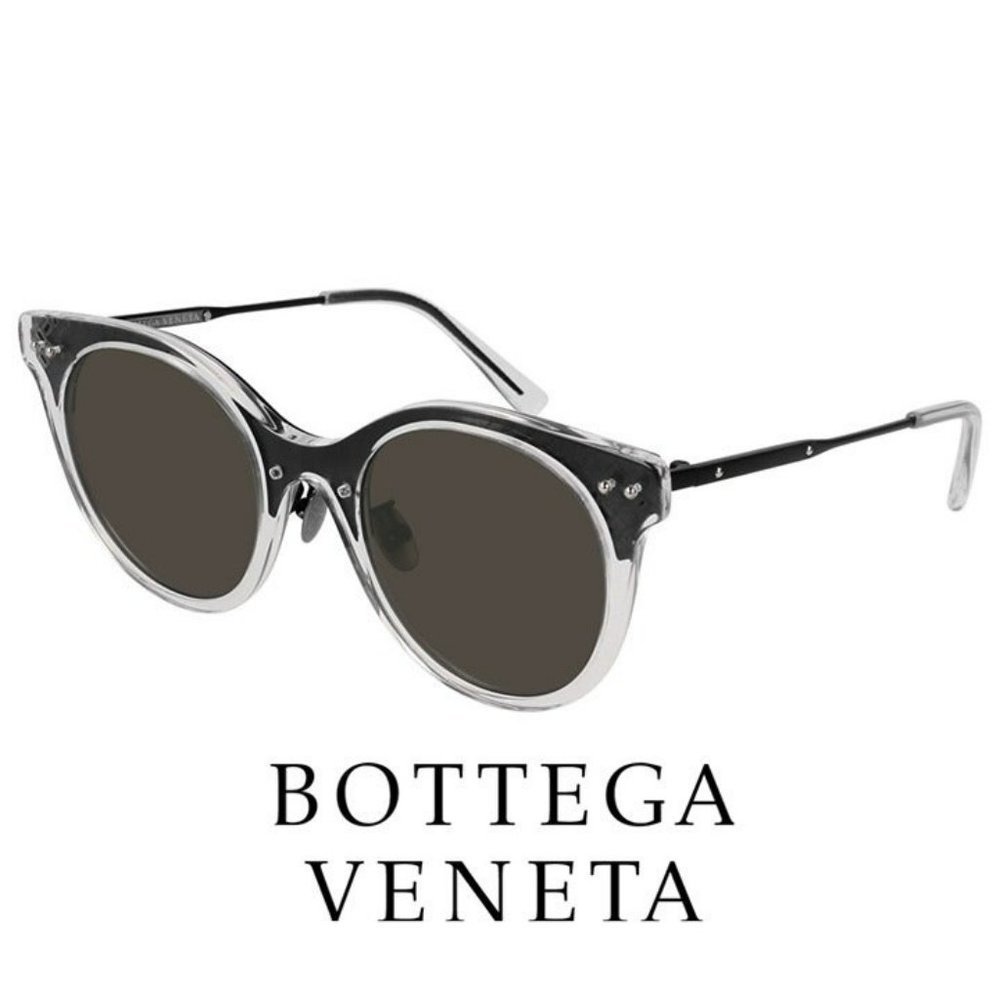 Bottega Veneta Black and Silver Cat-Eye Sunglasses